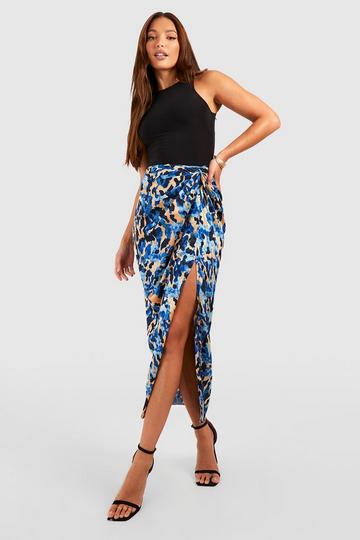 Tall Abstract Animal Midaxi Skirt blue