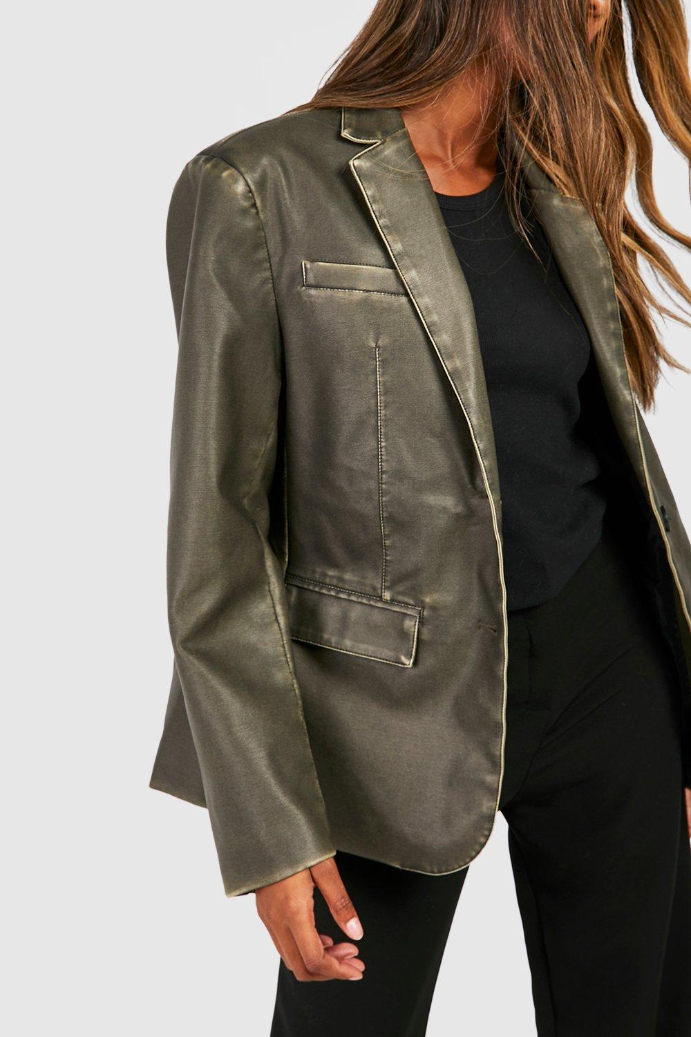 Faux leather blazer deals womens