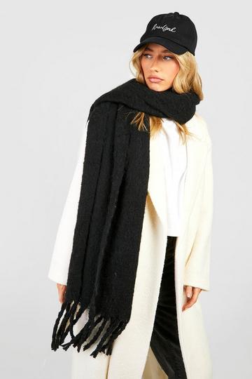 Chunky Soft Brush Fringe Scarf black