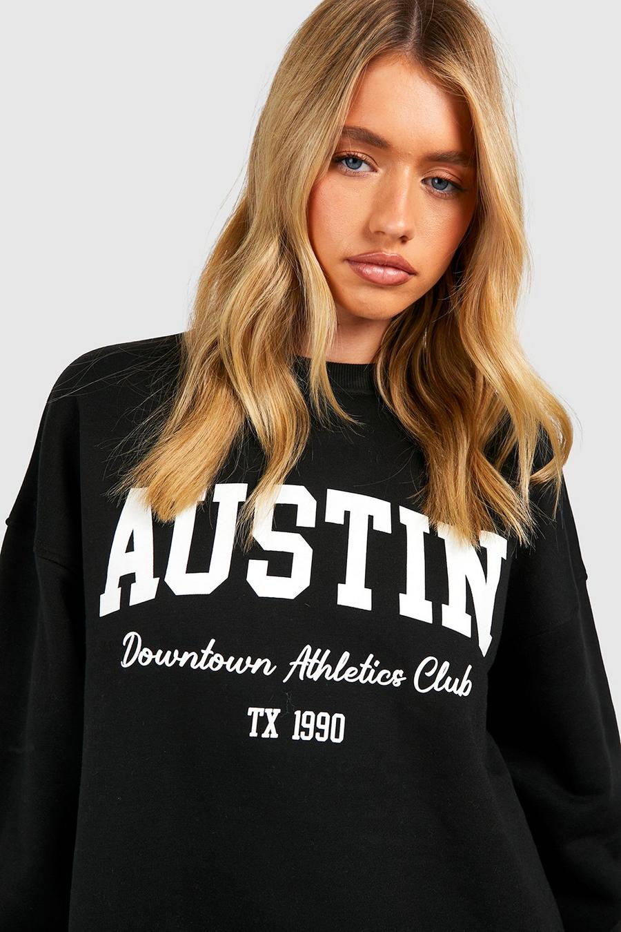 Sweatshirt mit Austin-Slogan, Black