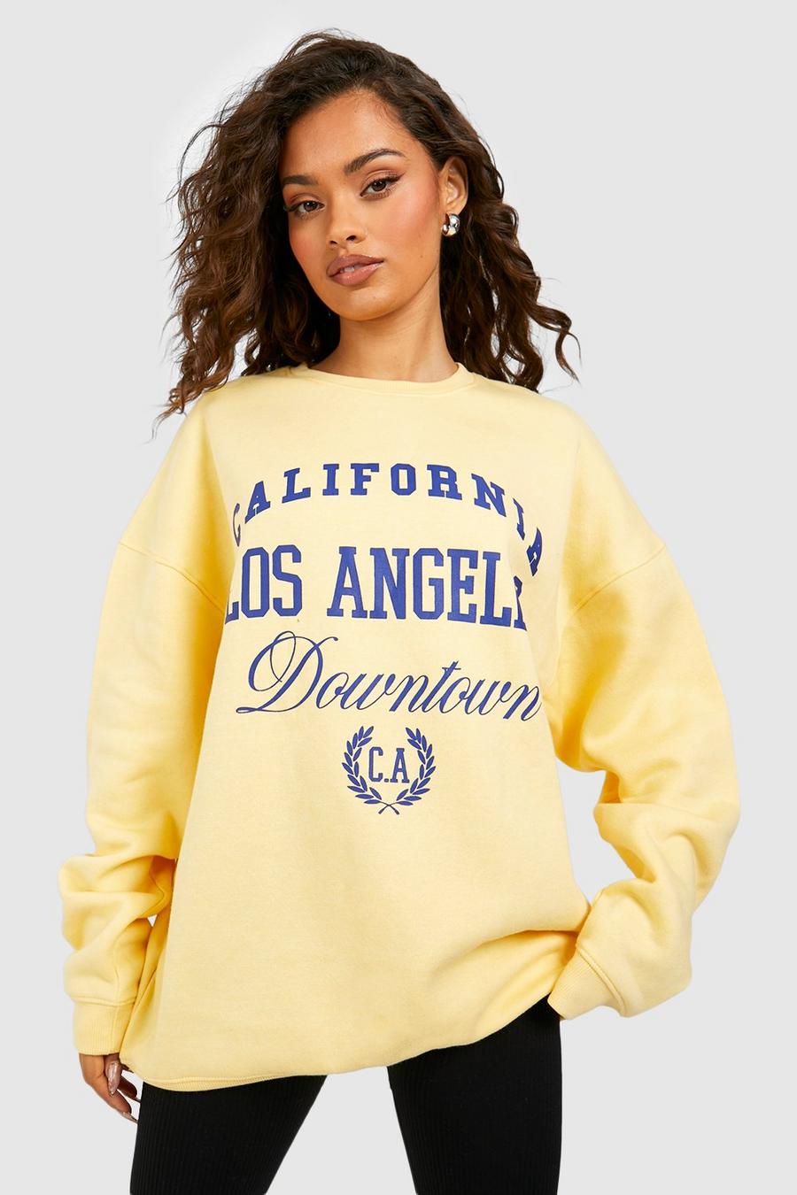 Lemon yellow Los Angeles Slogan Sweatshirt