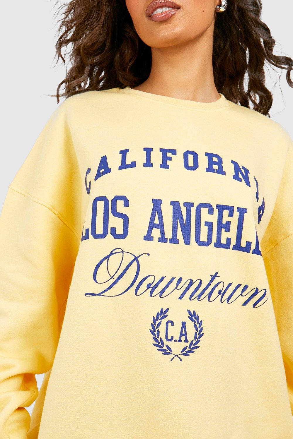 Women s Lemon Los Angeles Slogan Sweatshirt Boohoo UK