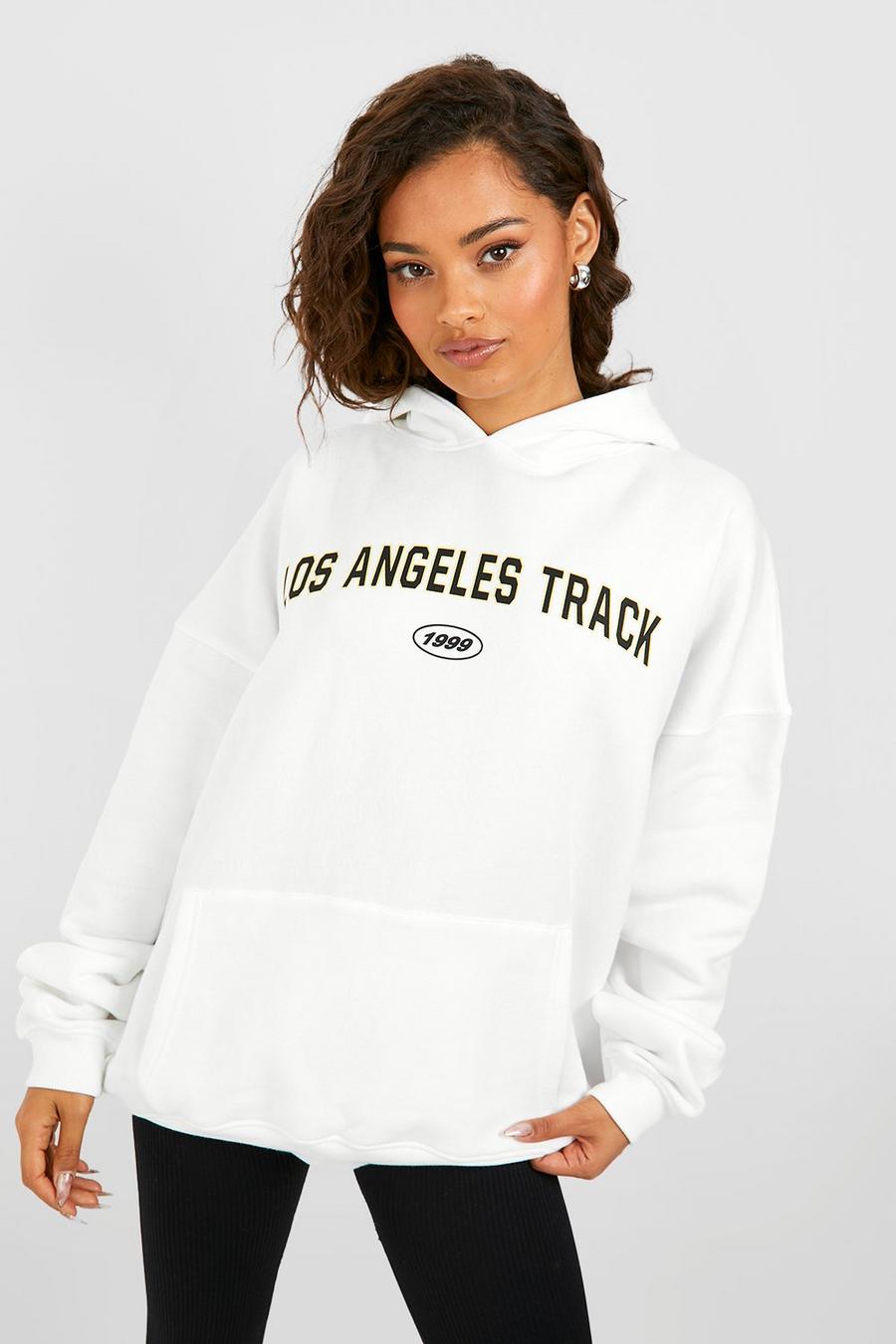 Sudadera con capucha y eslogan Los Angeles, Ecru image number 1