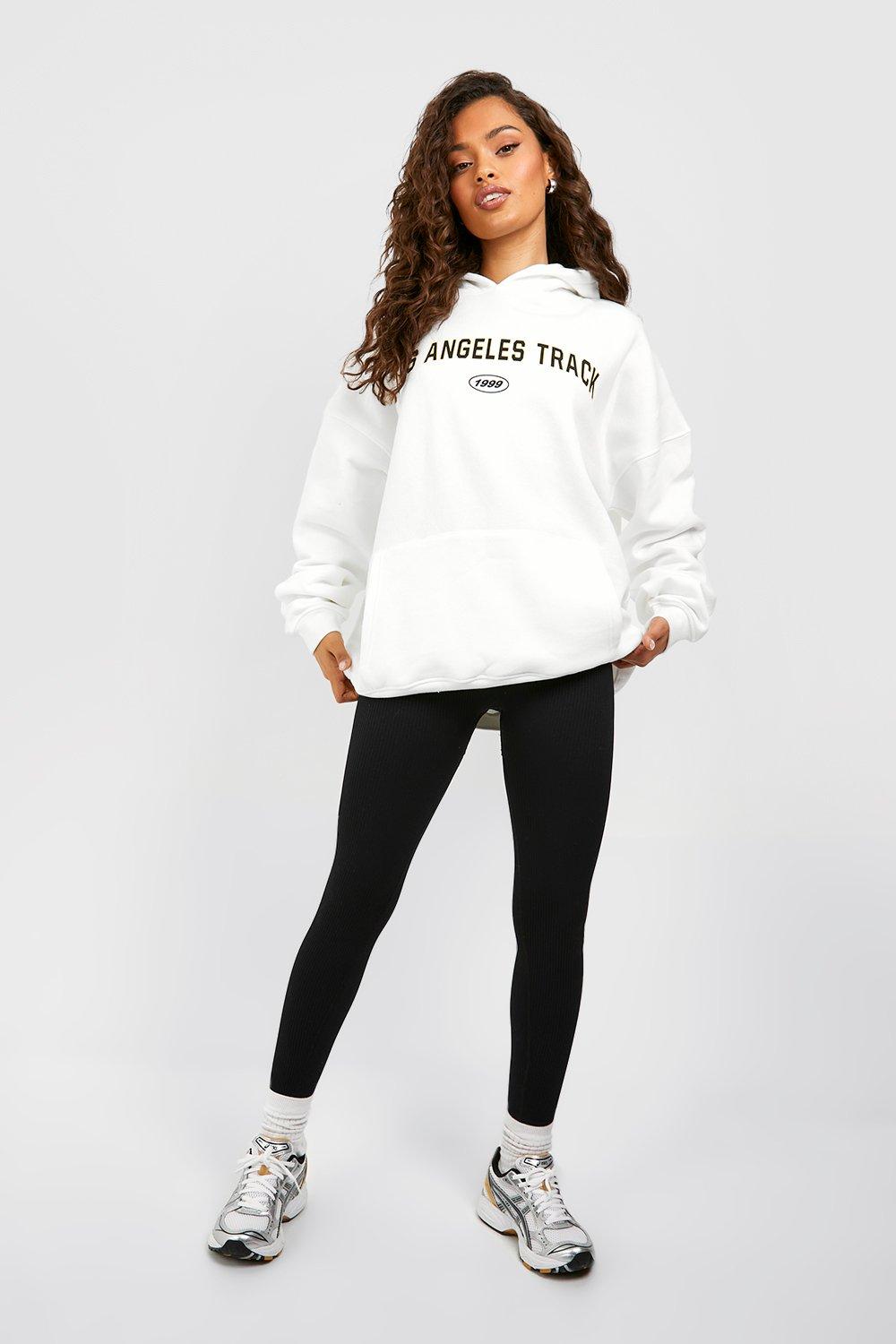 White 2025 slogan hoodie