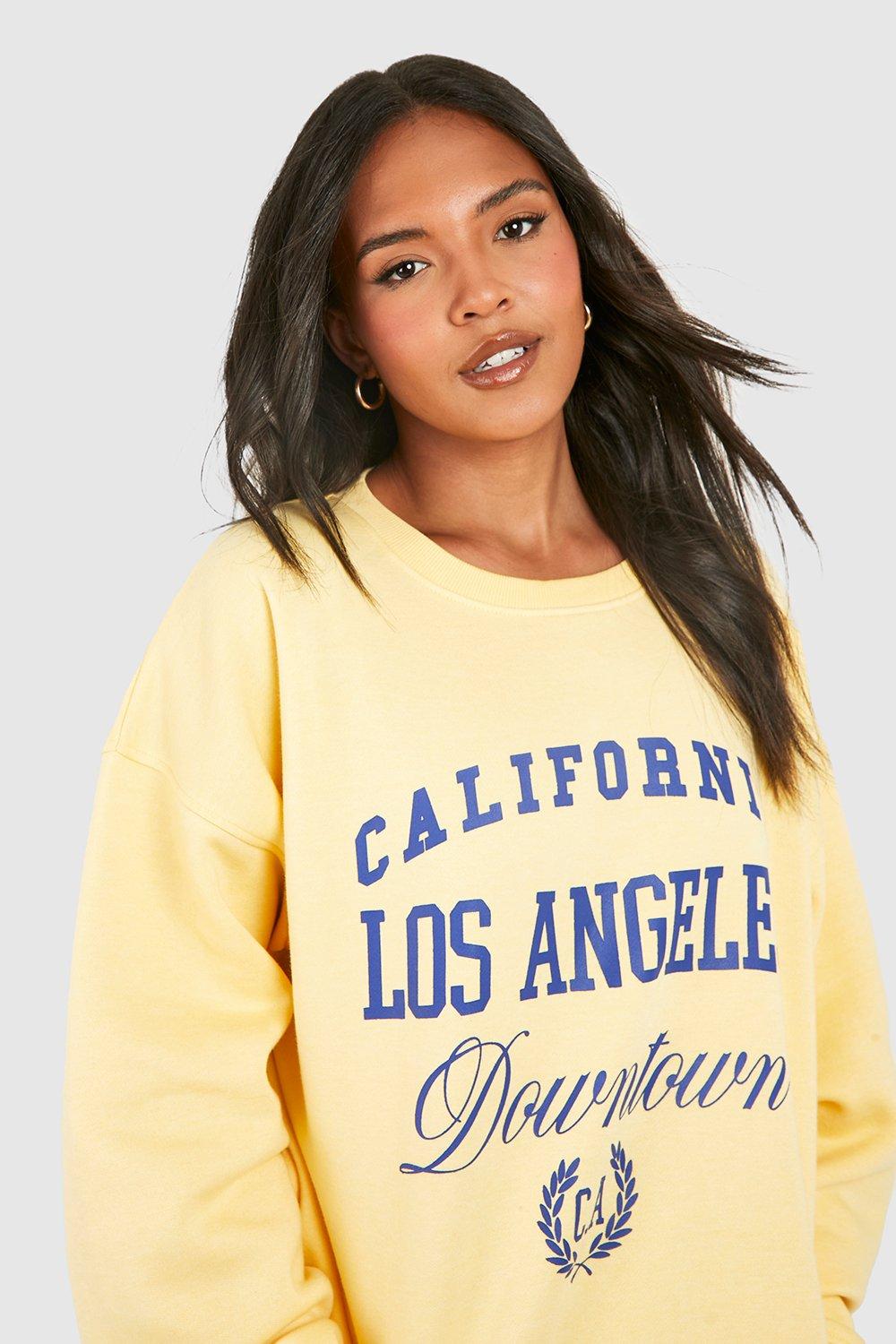 Women's Overdyed Los Angeles Slogan Oversized Sweater