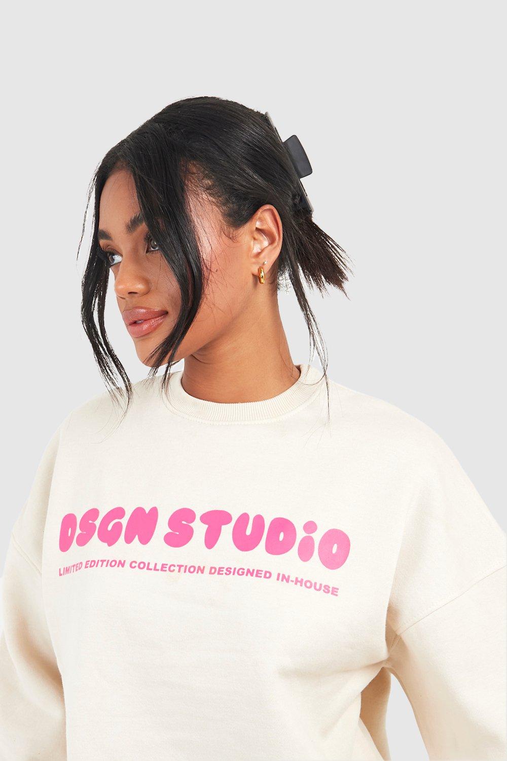 Beige best sale slogan sweatshirt