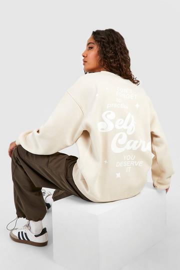 Tall Self Care Slogan Sweatshirt stone