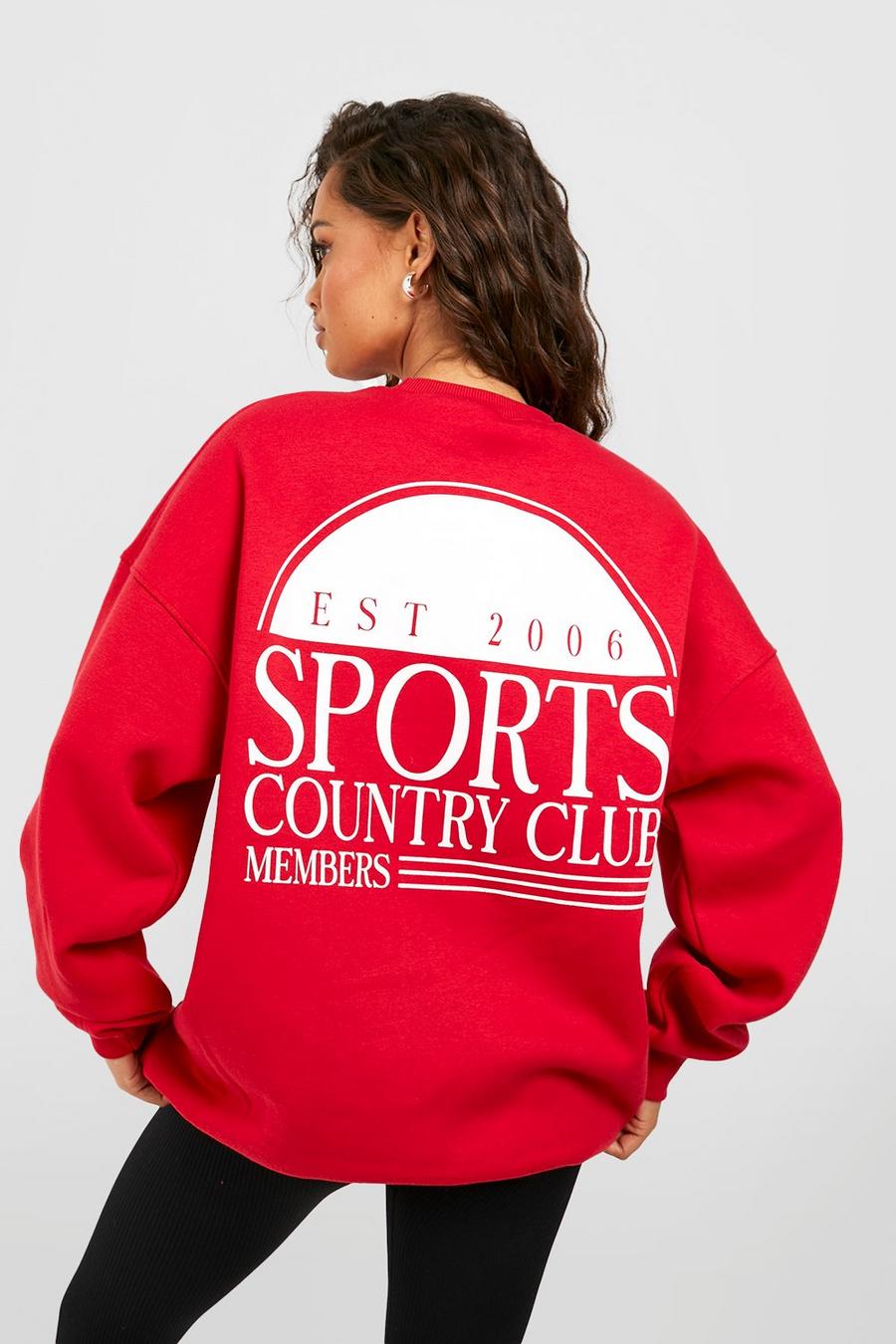 Red Sports Club Slogan Printed Sweatshirt  image number 1