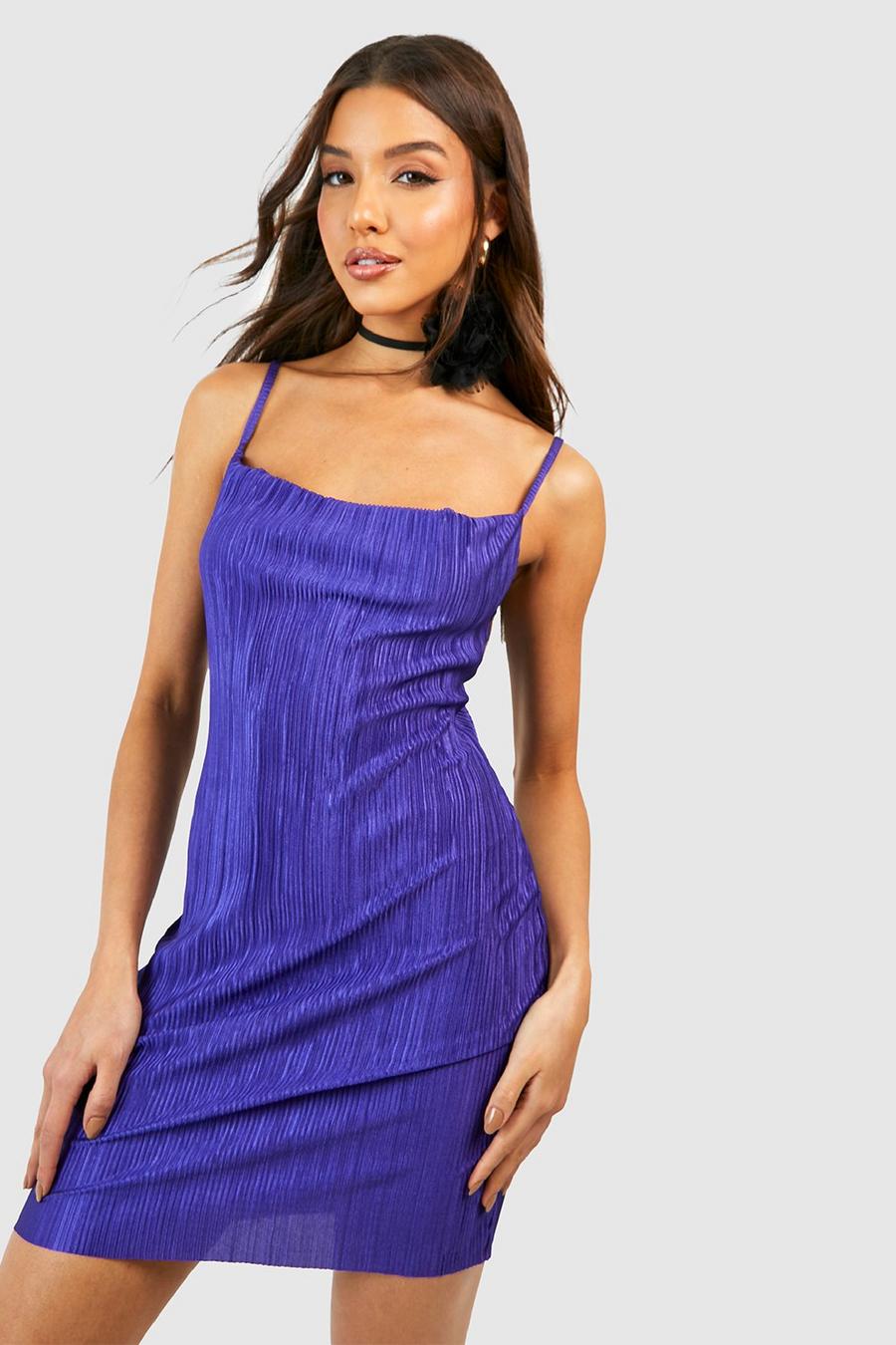 Purple Plisse Strappy Mini Dress image number 1