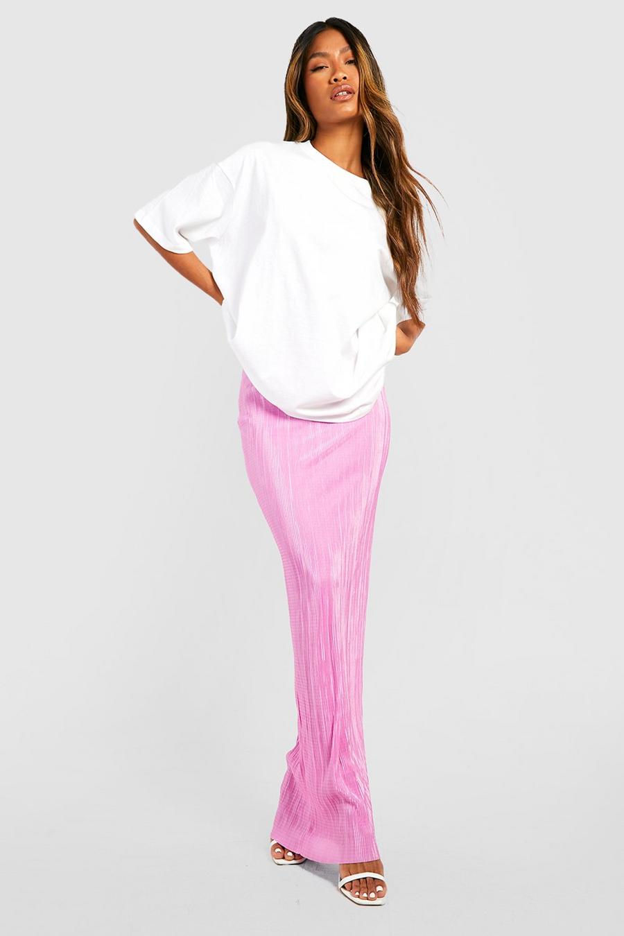 Pink Plisse Maxi Skirt image number 1