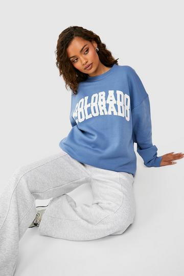 Colorado Slogan Printed Sweatshirt blue