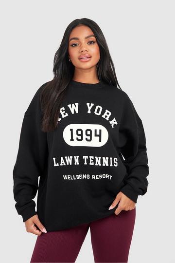 New York Slogan Printed Sweatshirt black