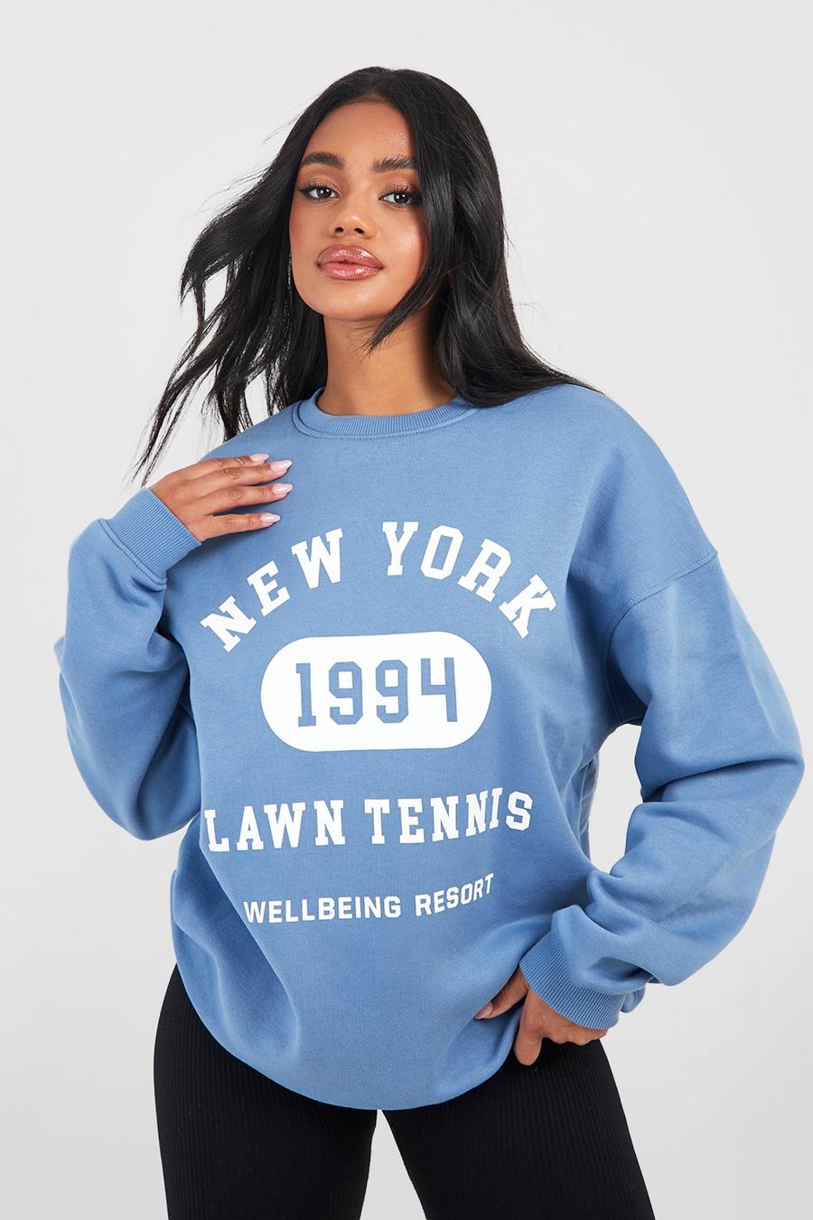Blue New York Sweatshirt med slogan image number 1