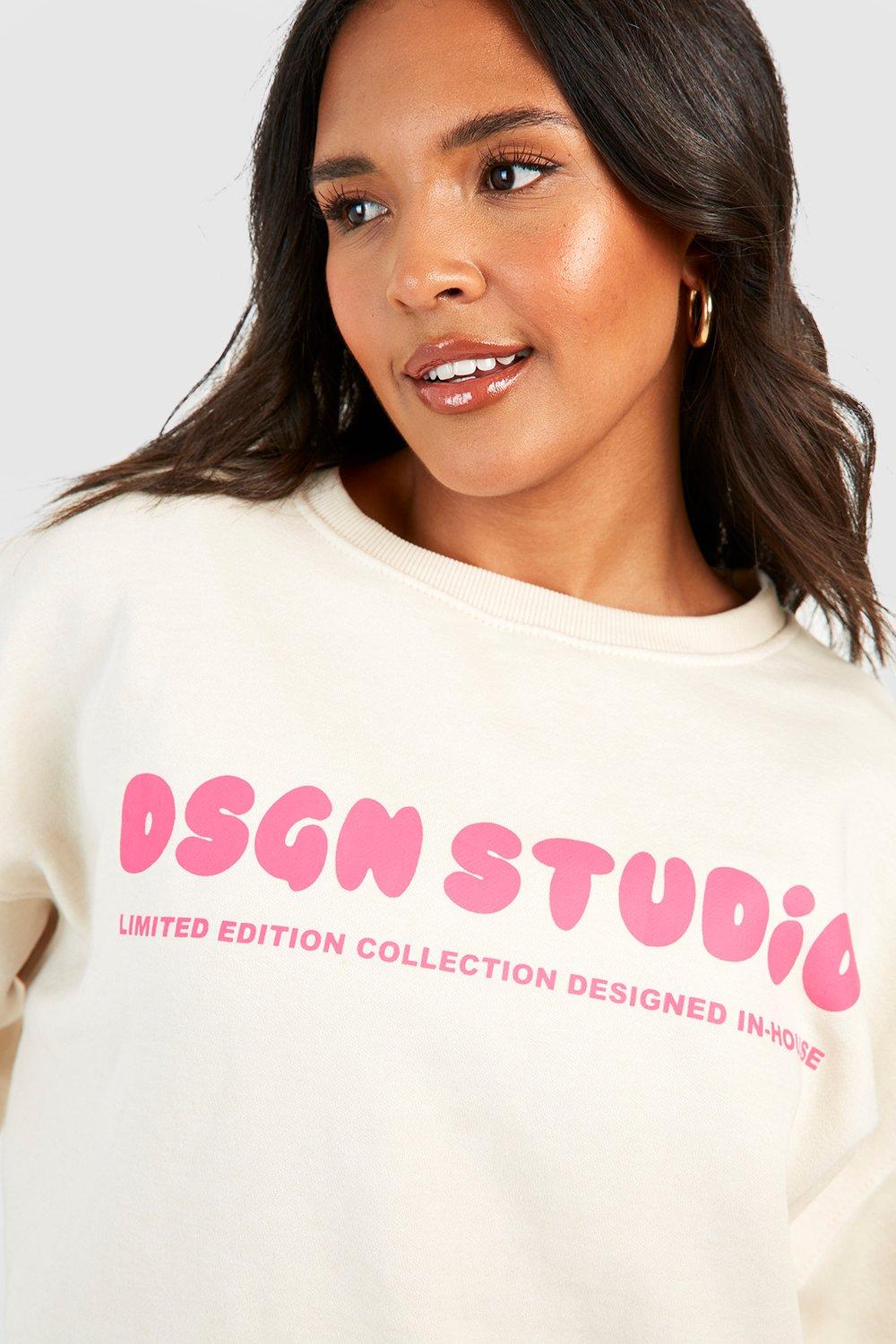 Women's Stone Plus Dsgn Studio Bubble Slogan Sweatshirt