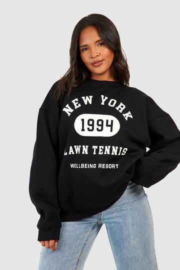 Plus New York Slogan Printed Sweatshirt black