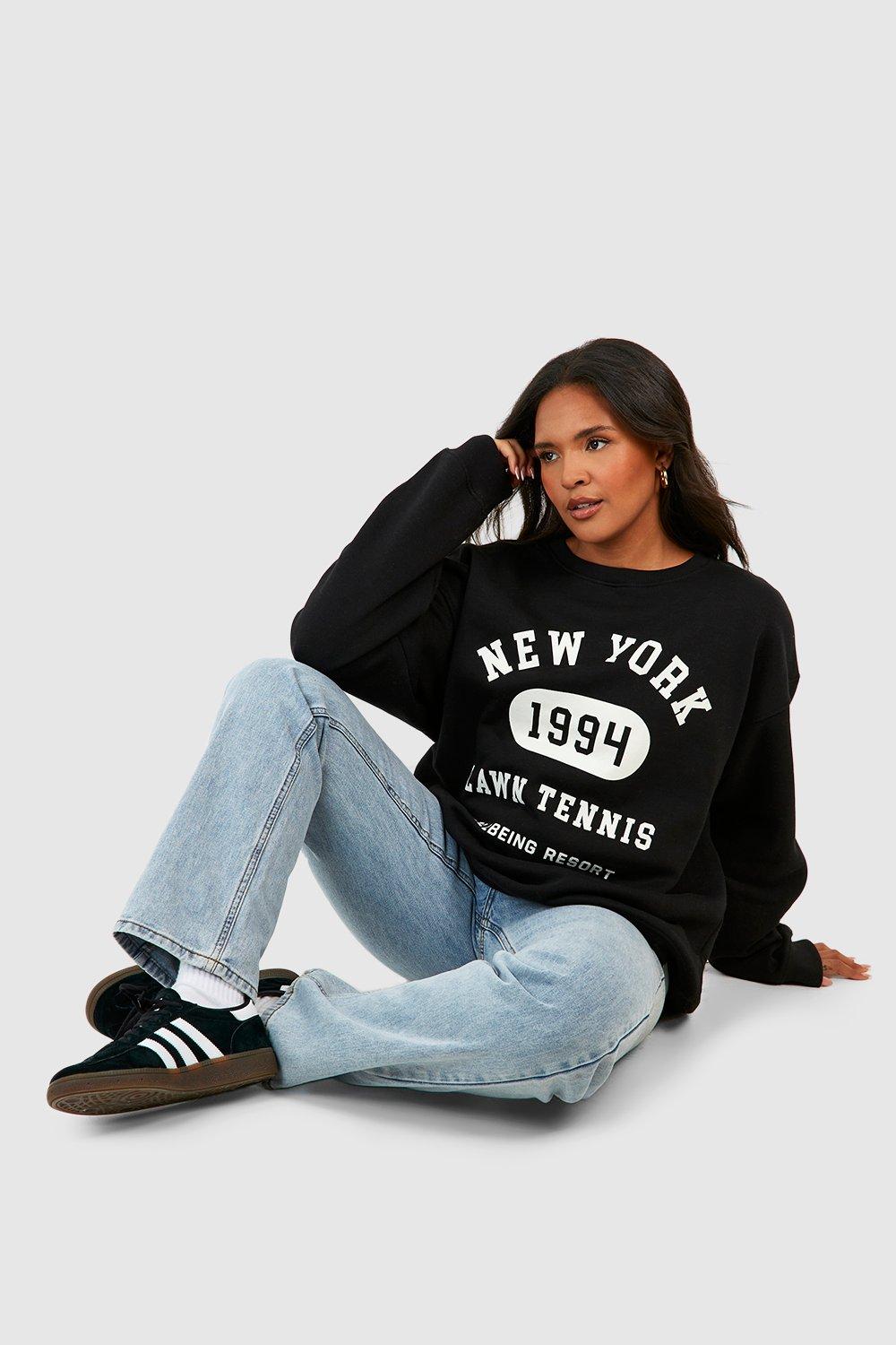 Black Plus New York Slogan Printed Sweatshirt