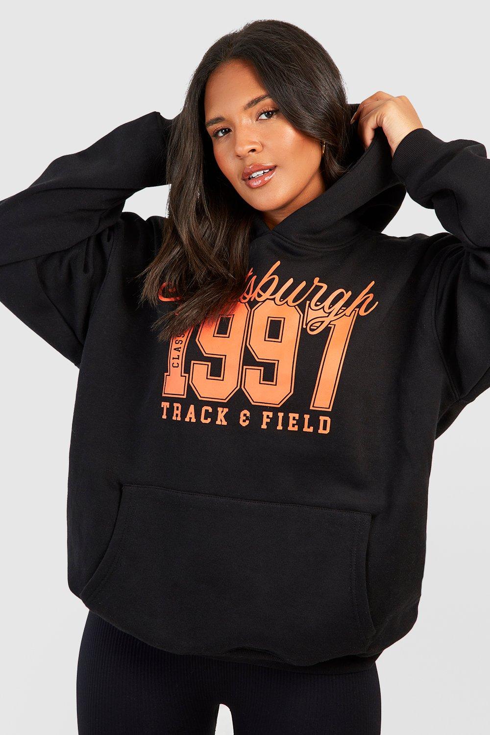 Plus Pittsburgh Slogan Printed Hoodie