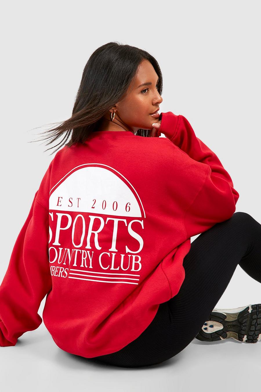 Plus Sweatshirt mit Sports Club Slogan, Red image number 1