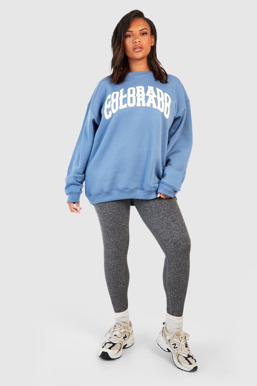 Plus Sweatshirt mit Colorado-Slogan, Blue