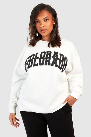 Plus Colorado Slogan Printed Sweatshirt ecru