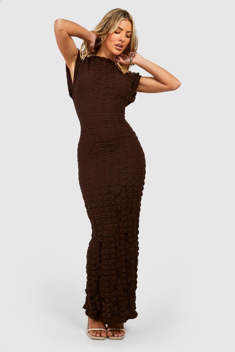 Chocolate Bubble Textured Sleeveless Midaxi Dress image number 1