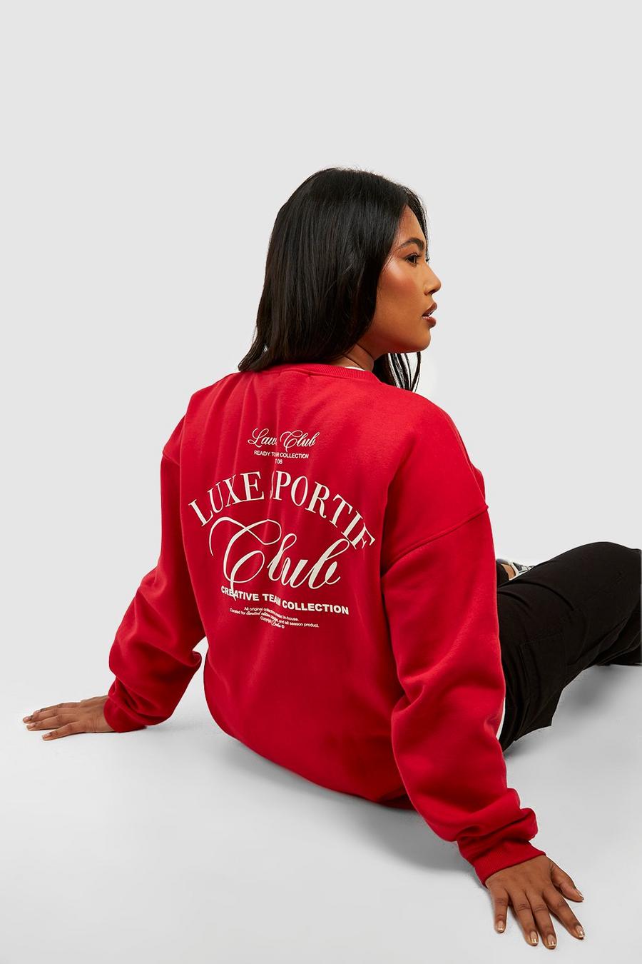 Plus Sweatshirt mit Sports Club Slogan, Red image number 1