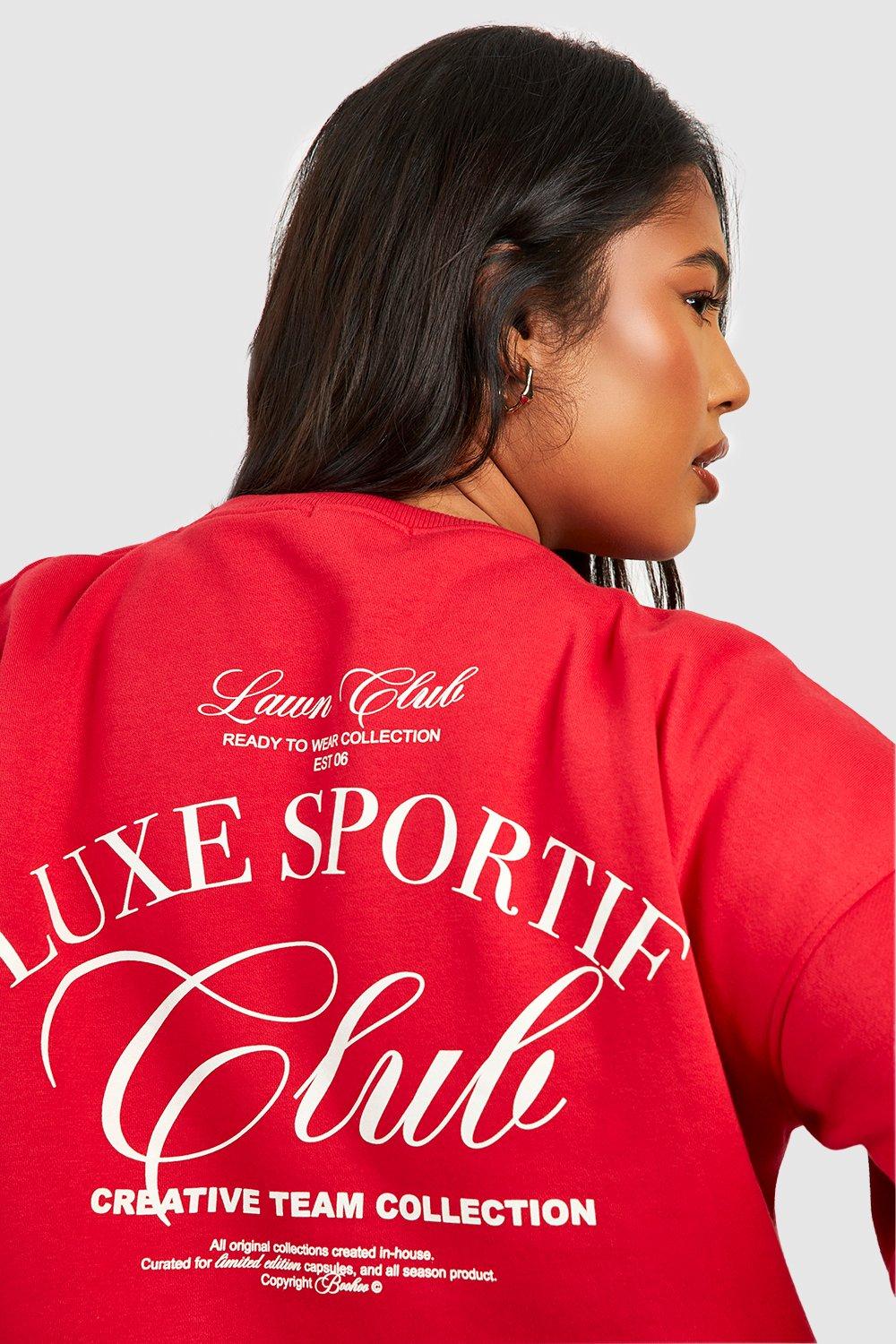 Plus Sports Club Slogan Printed Sweatshirt