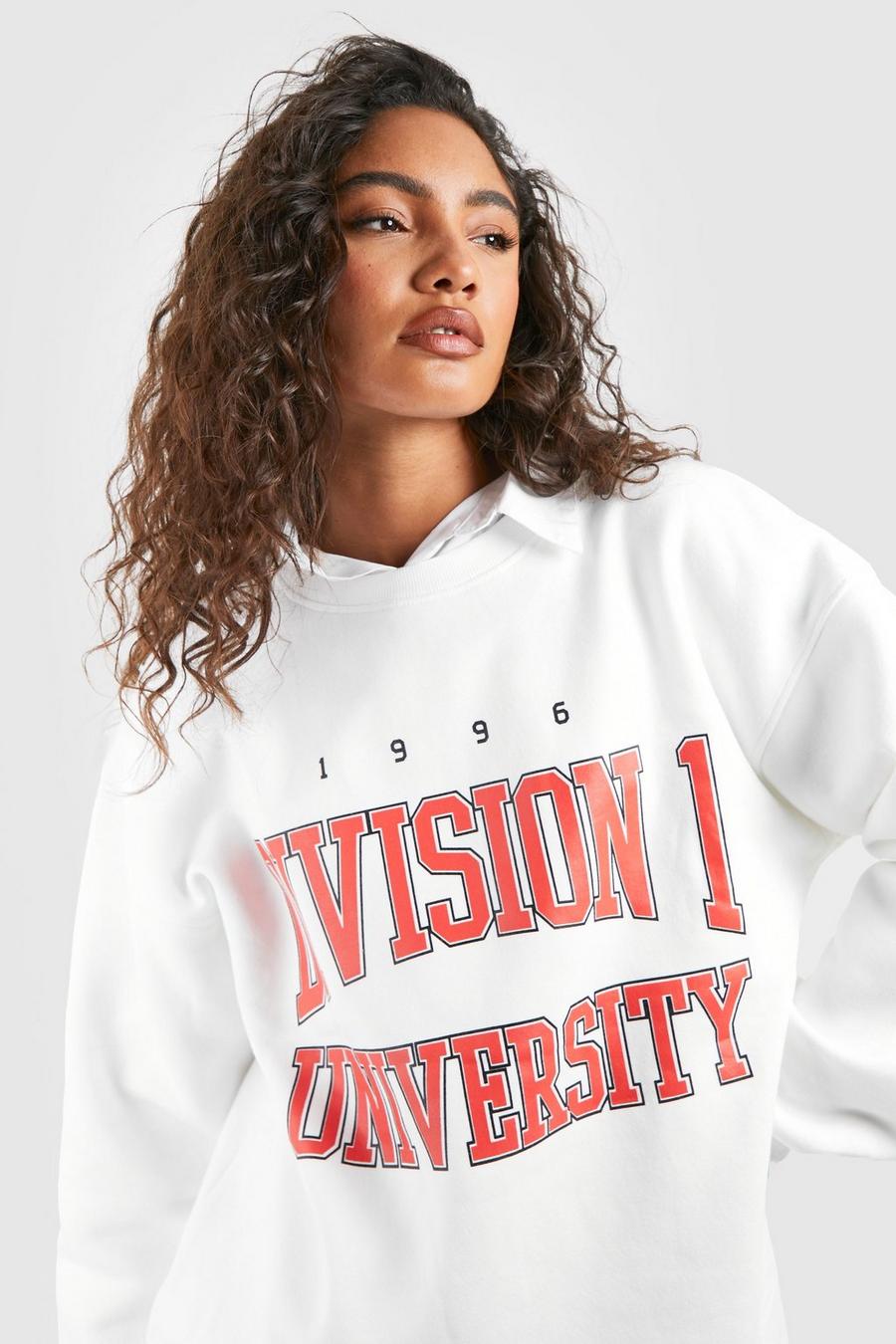 Ecru Tall University Sweatshirt med slogan image number 1