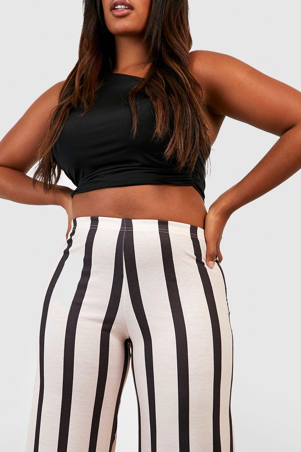 Plus size black and white 2024 striped pants