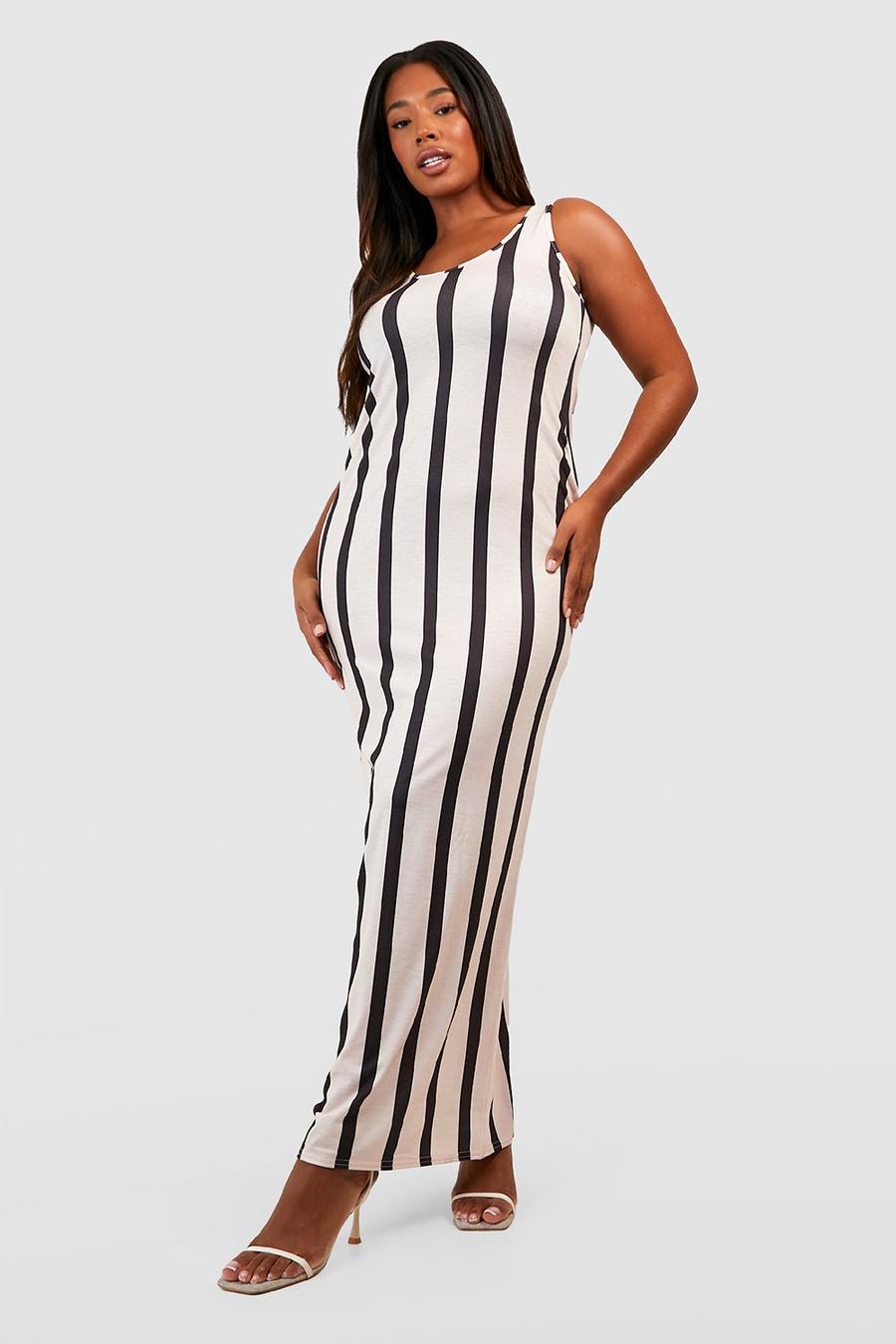 Women's Plus Jersey Printed Stripe Strappy Maxi Dress | Boohoo UK