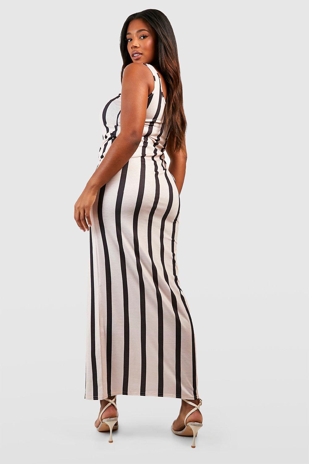 Vertical striped maxi dress sale