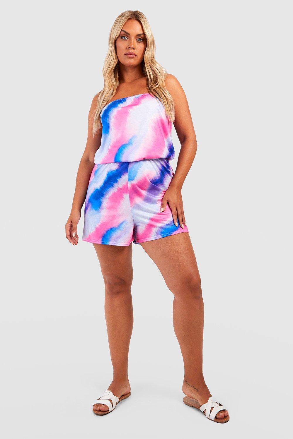 Tropical Jersey Knit Bandeau Beach Romper