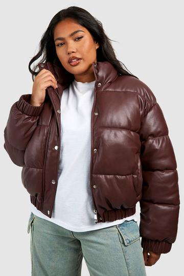 Plus Pu Puffer Jacket chocolate