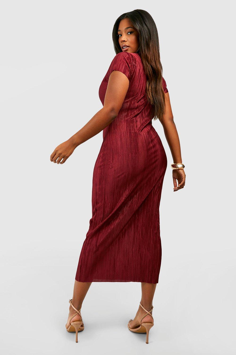 Plus Plisse Cap Sleeve Maxi Dress