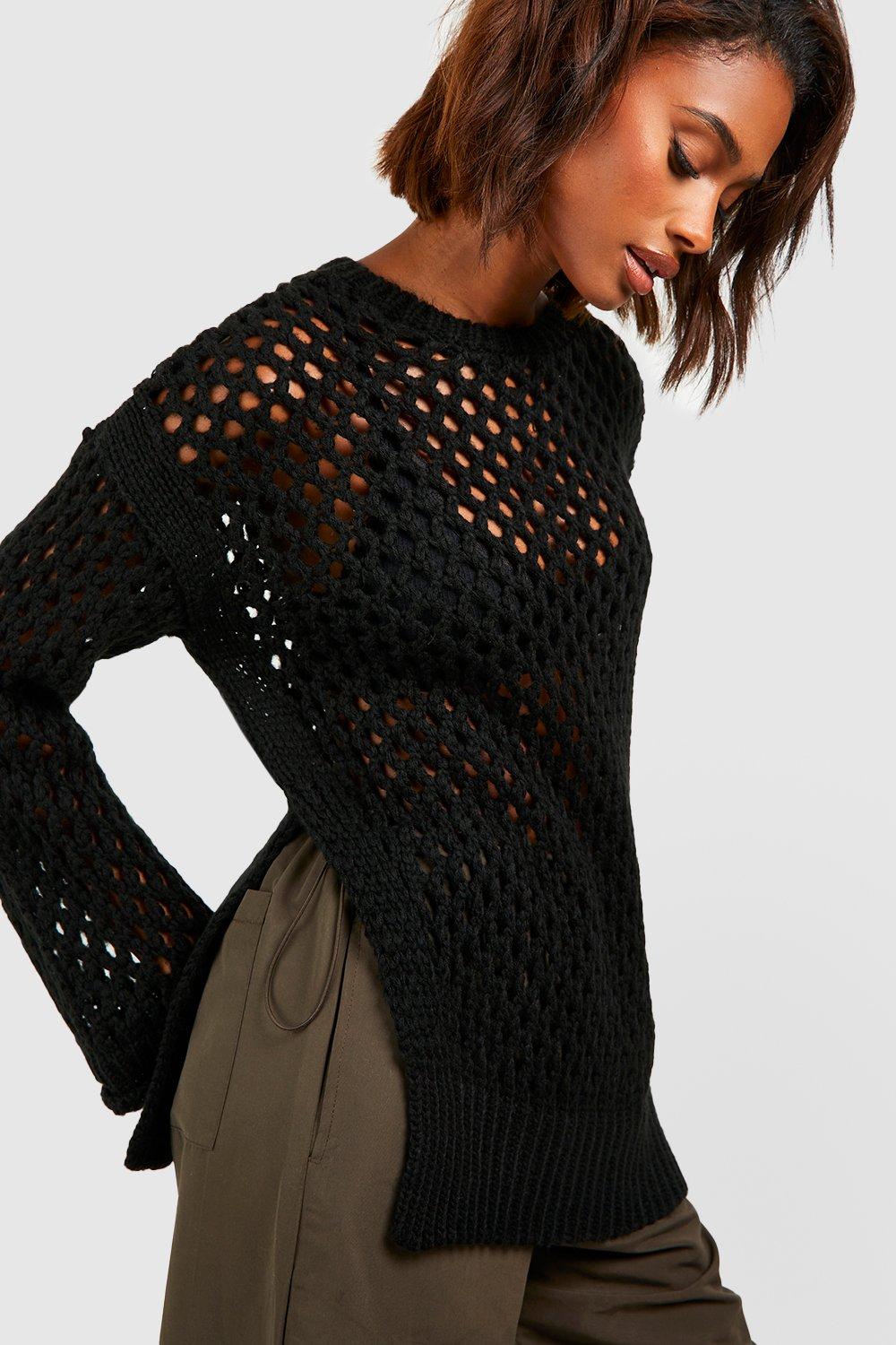 Black shop crochet sweater