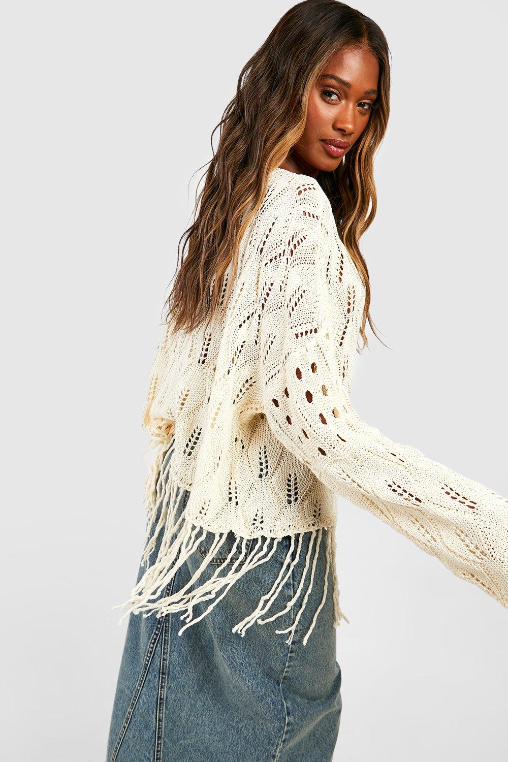 Crochet hotsell fringe sweater