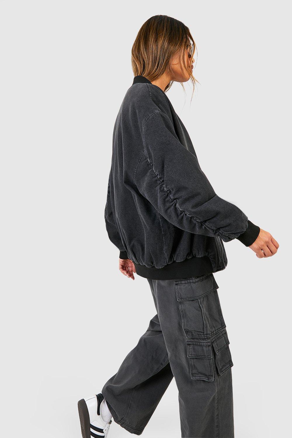 Black denim outlet bomber jacket