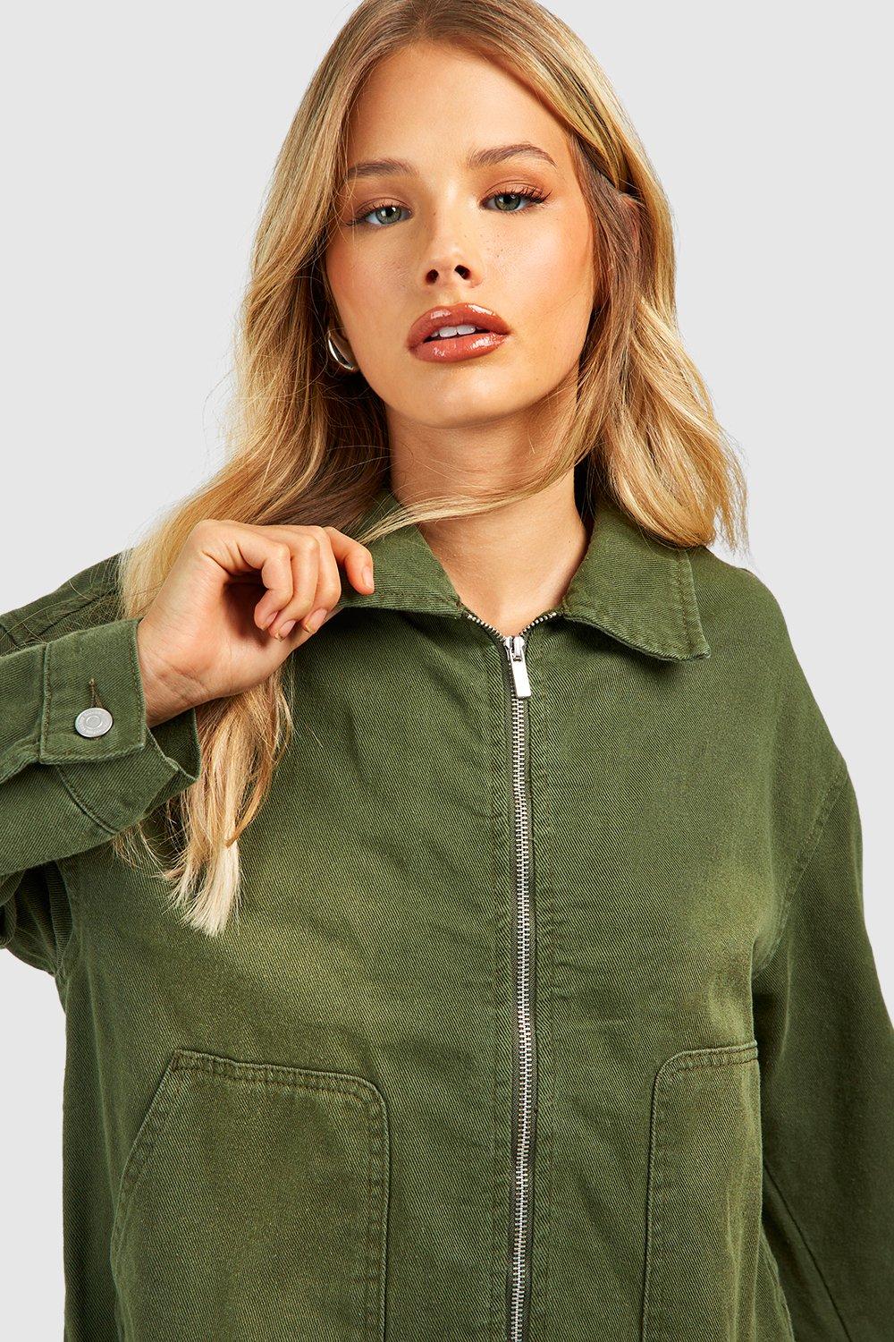 Green denim jacket on sale womens