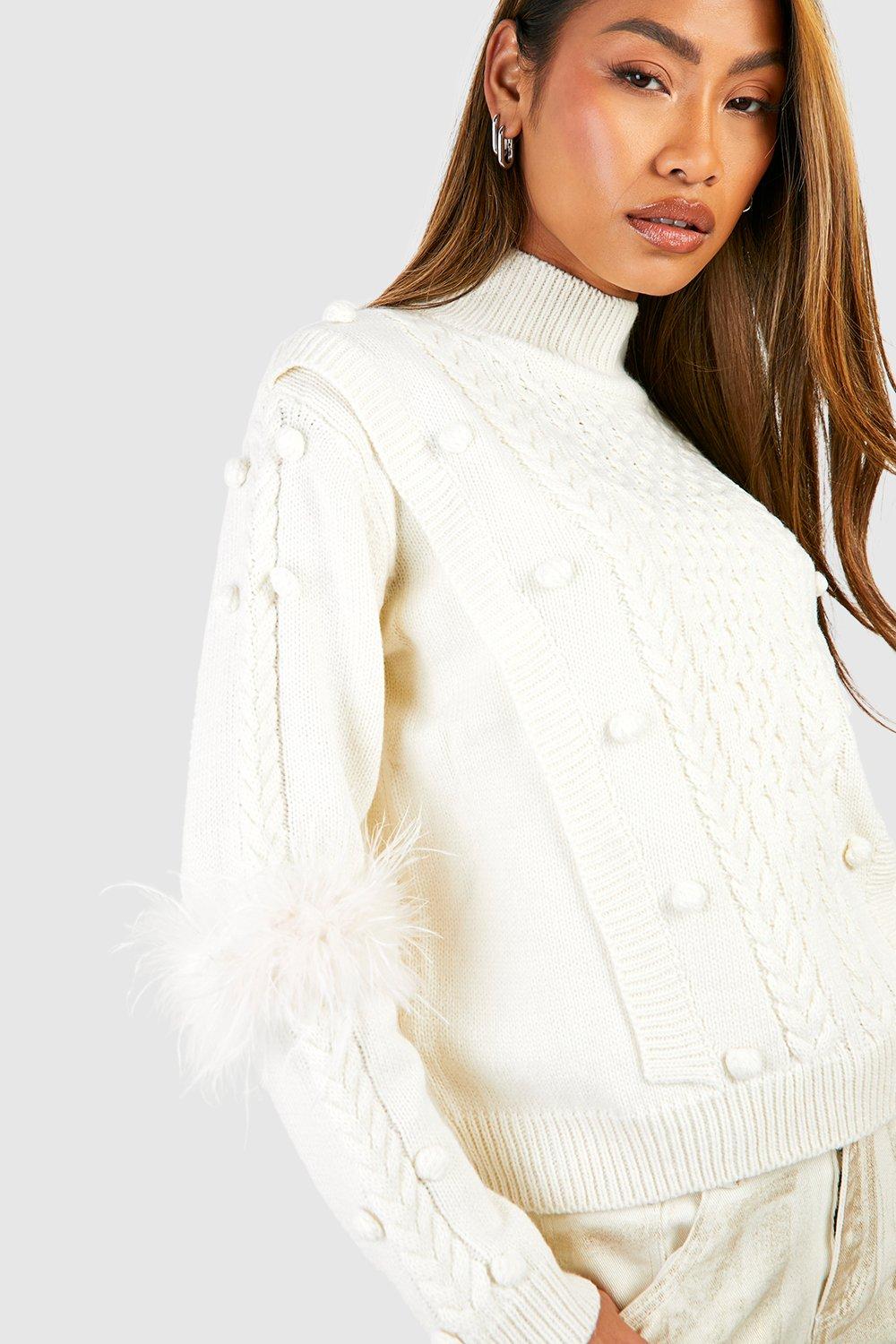 Faux fur 2025 sleeve sweater