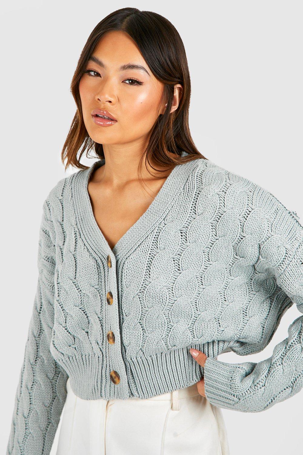 Crop Cable Knit Cardigan