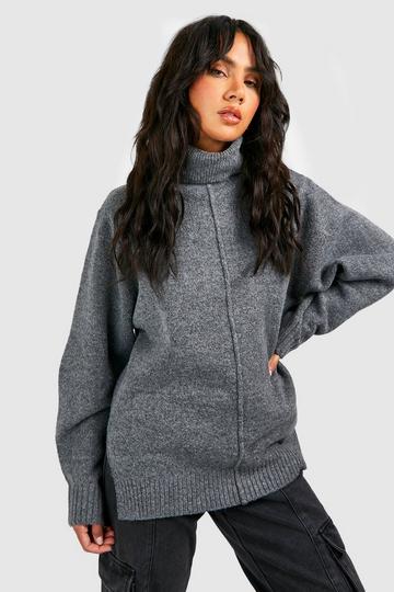 Seam Detail Turtleneck Sweater charcoal