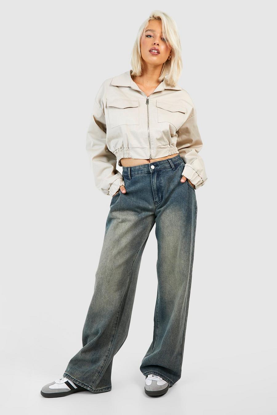 Jeans mit weitem Bein und Vintage-Waschung, Vintage wash image number 1