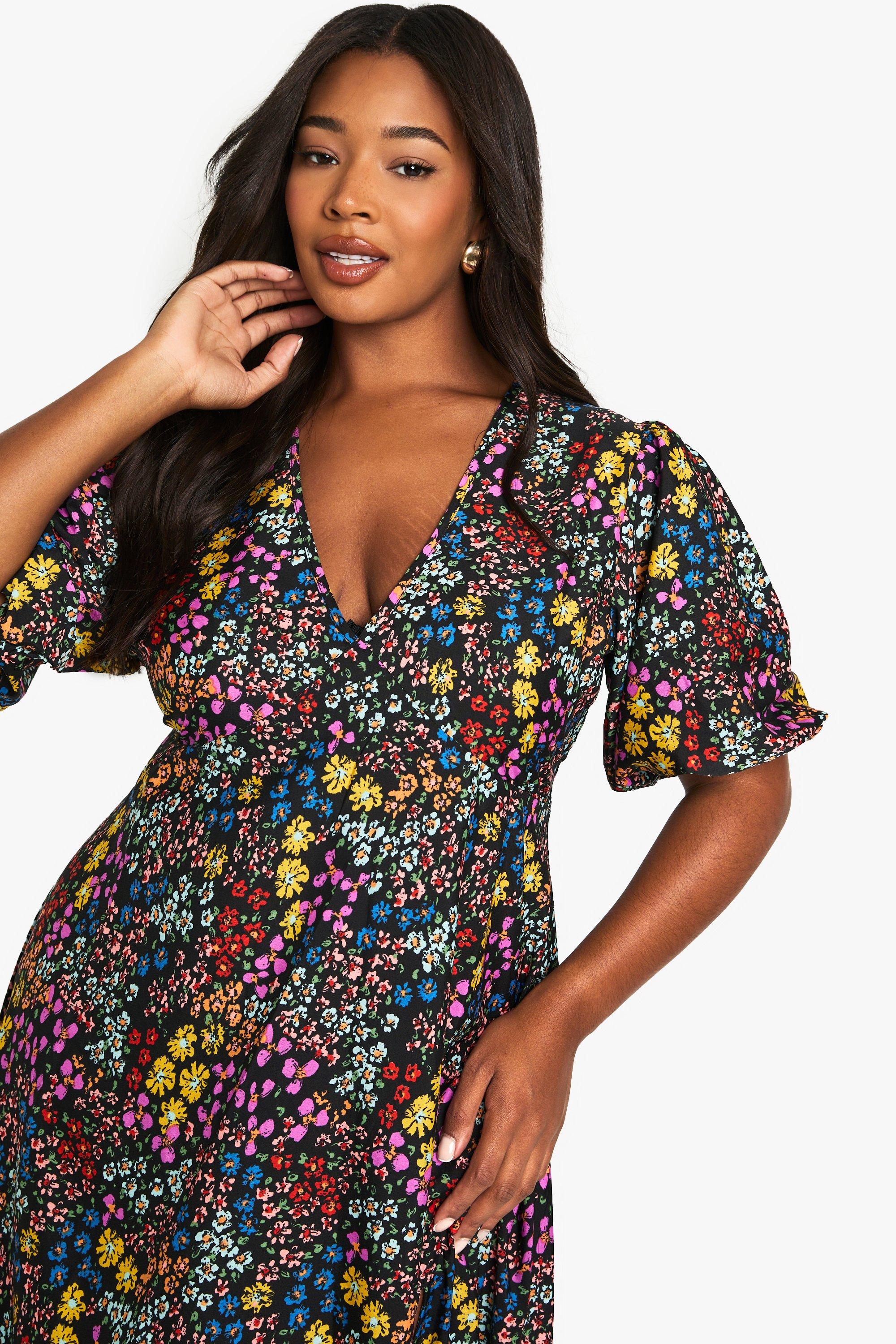 Boohoo plus floral dress best sale