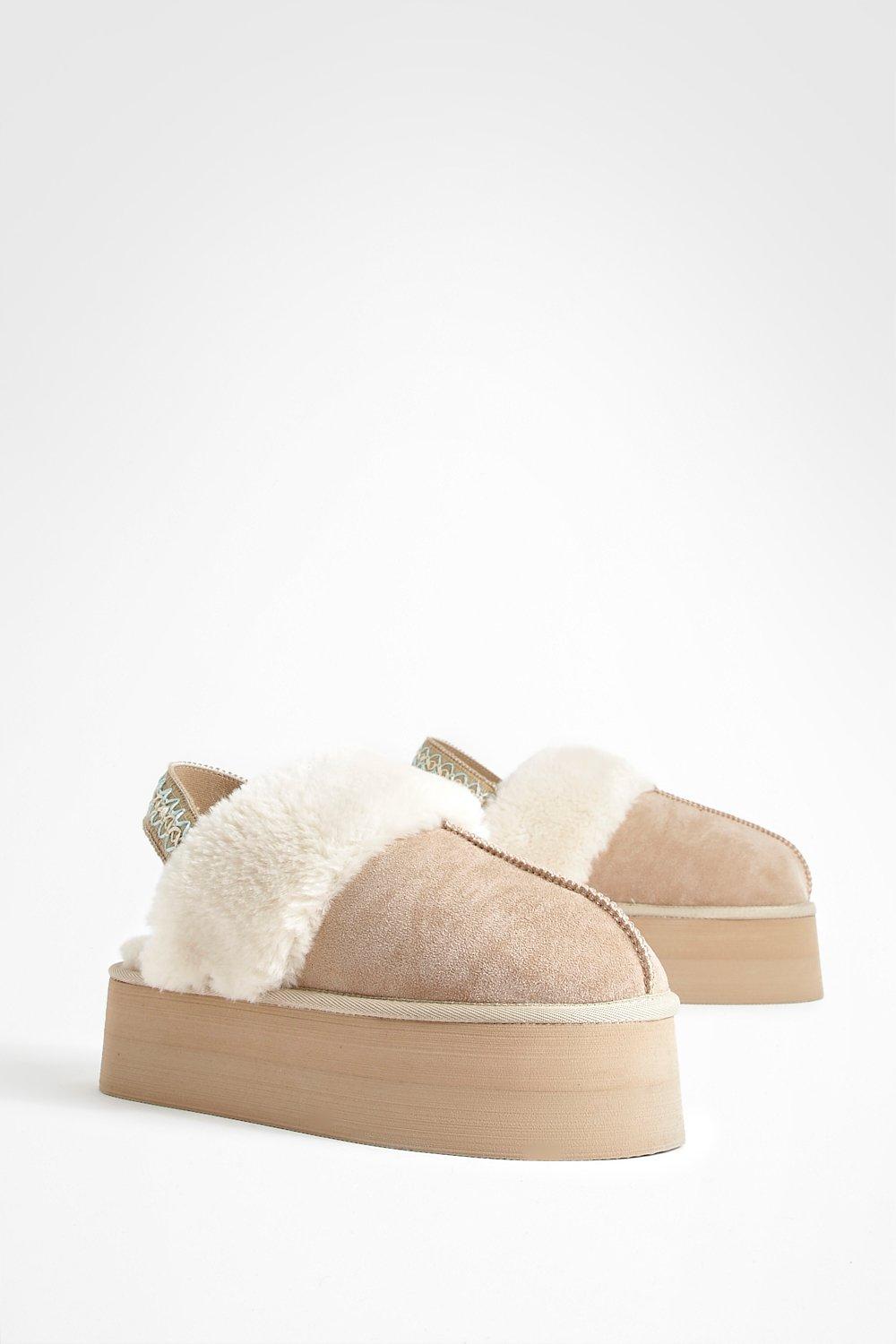 Fur Lined Platform Slingback Mules