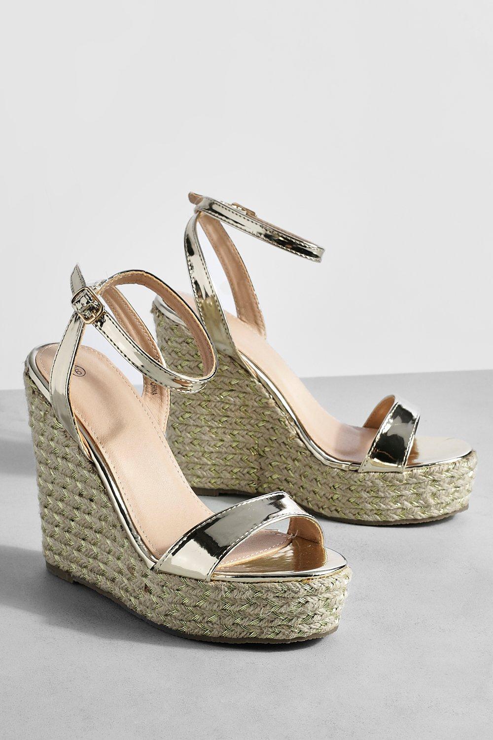 Boohoo store gold wedges