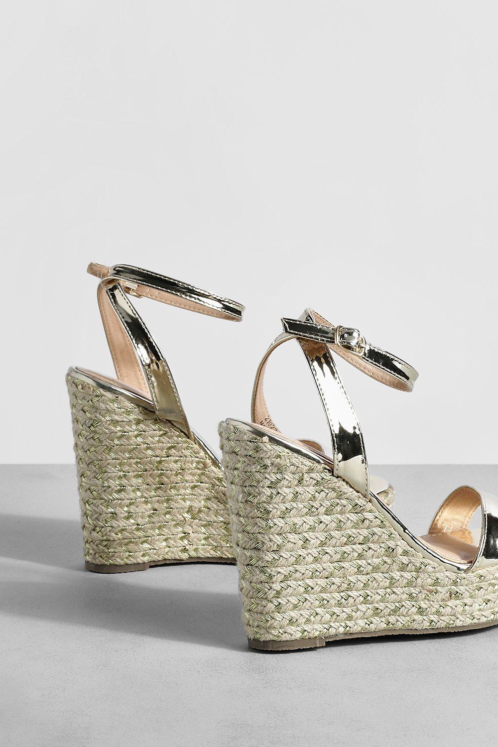 Gold wedges hot sale boohoo