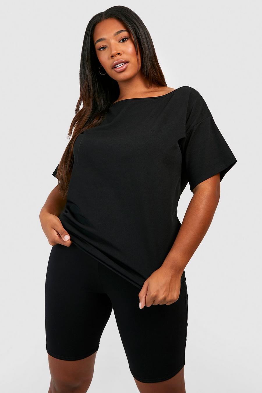 Black Plus Drop Shoulder Oversized T-shirt
