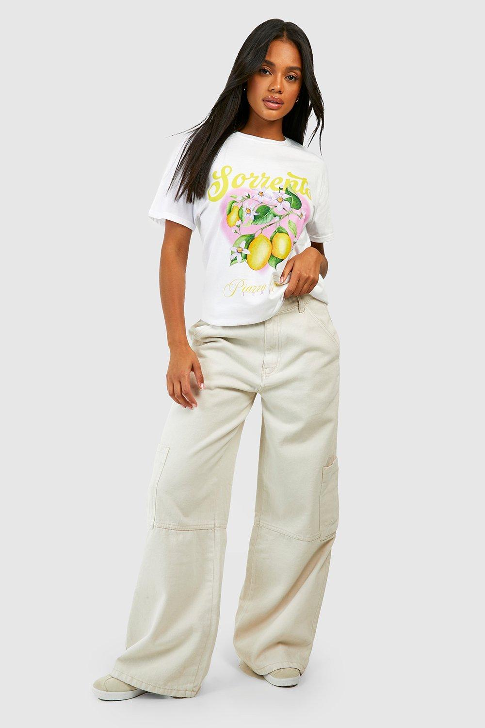 Tシャツ・カットソー [RUSTIC REVERIE] Lemon Stardust Oversized T shirts [White] Sorrento Lemon Printed Oversized T-shirt | boohoo
