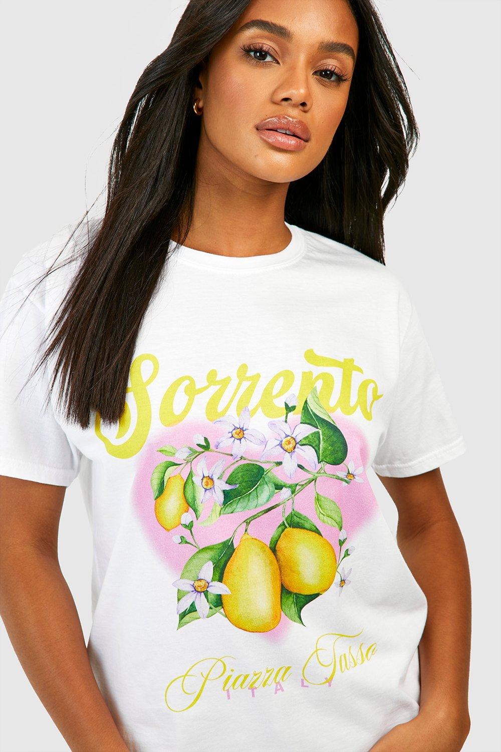 Tシャツ・カットソー [RUSTIC REVERIE] Lemon Stardust Oversized T shirts [White] Sorrento Lemon Printed Oversized T-shirt | boohoo