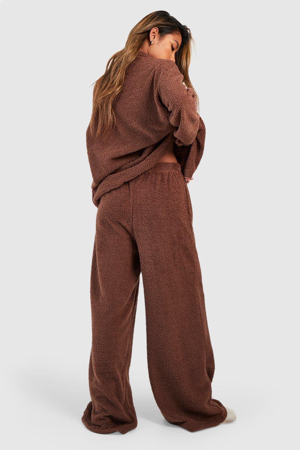 Fluffy Loungewear Fleece Wide Leg Trouser